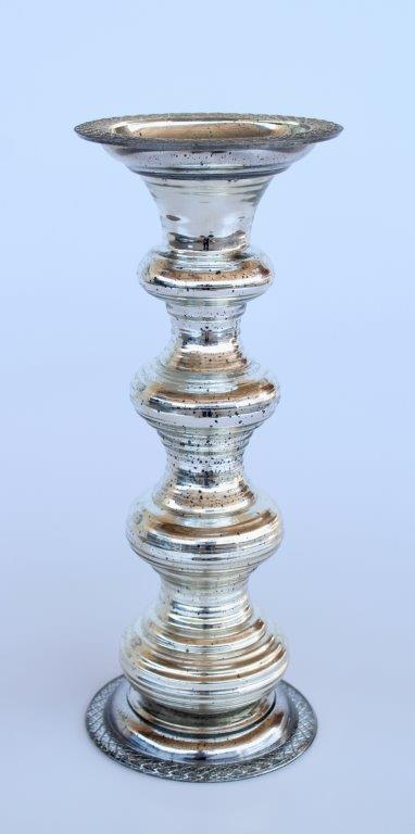 Medium Silver Glass Candle Holder